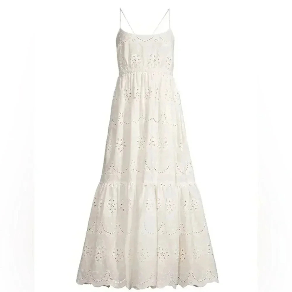 Tracey Reese Organic Eyelet & Laced Back Halter Dress NWT